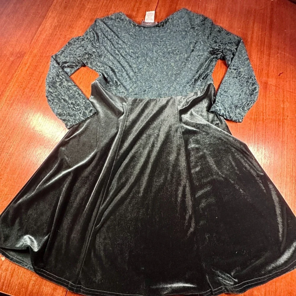 Vintage Molly Malloy Evening Dress Maxi Sz 12 Kelly GREEN Burnout Velvet Formal - Picture 2 of 9